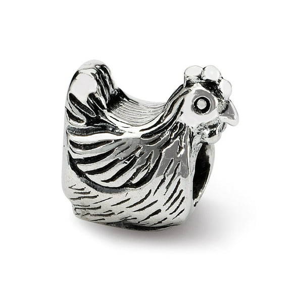 Night Owl Jewelry Chickens Pewter Fowl Charms on Sterling Silver Chain Eggs Charm Bracelet Roosters Hens